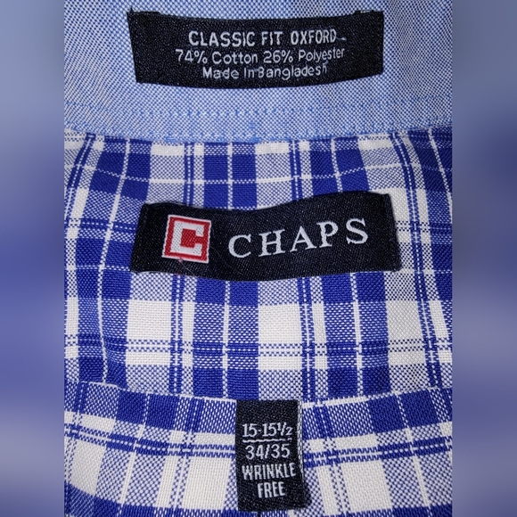 Chaps Navy and White Plaid Shirt - Picture 3 of 6